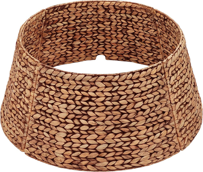 CENBOSS Christmas Tree Collar, Rattan Xmas Tree Collar for Artificial Trees, Woven Wicker Christmas Tree Skirt, Tree Stand Base Cover, Tree Basket Base Box, Christmas Tree Ring (Brown Wash, 24 Inch)