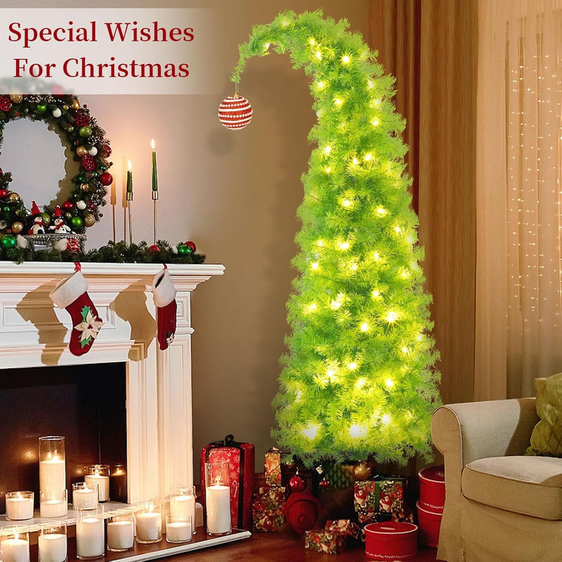 Bendable Christmas Tree 6Ft, Pencil Christmas Tree Skinny Artificial Christmas Tree Stand Whimsical Christmas Tree, Lime Green Christmas Tree Outdoor Christmas Trees Christmas Decorations