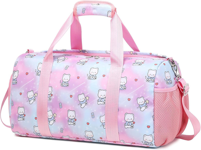 Duffel Bag for Girls Fluffy Dance Bag for Girls Ballet Bag Girls Sports Gym Bag Water Resistant Travel Duffle Bags with Shoes Compartment