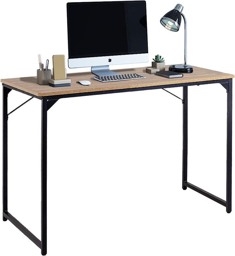 Bestoffice Gaming Home Office Writing Study Table Modern Simple Style PC Desk with Metal Frame，Nature
