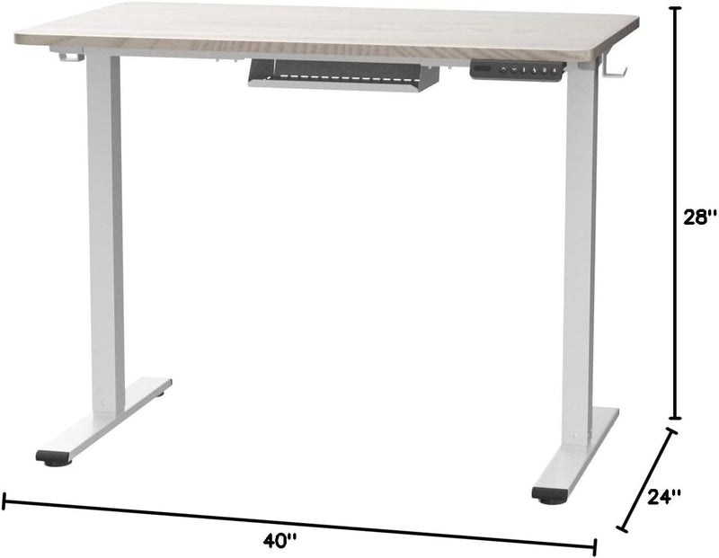 FLEXISPOT Standing Desk Electric Stand up Desk with 40 X 24 Inches Ergonomic Memory Controller Height Adjustable Desk with USB Charging Ports(White Frame + Classic Gray Desktop)