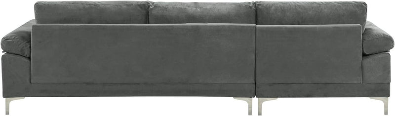 Casa Andrea Milano Modern Large Velvet L-Shape Sectional Sofa, with Extra Wide Chaise Lounge Couch