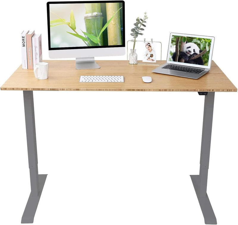 FLEXISPOT Adjustable Desk, Electric Standing Desk Sit Stand Desk, 48 X 24 Whole-Piece Bamboo Desk Top Home Office Table Stand up Desk(Ec1 Classic Black Frame+Rectangular Top 2 Packages)