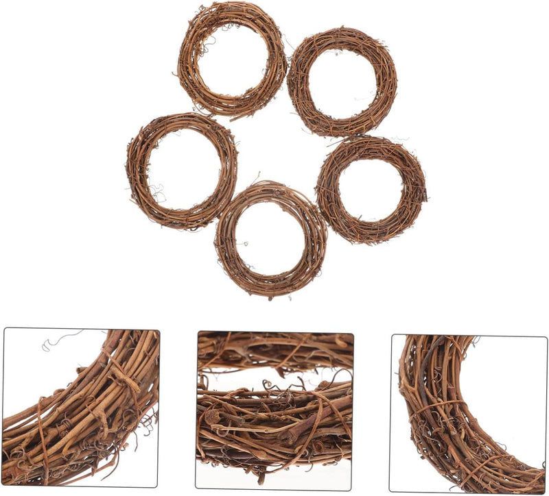 Artibetter 10 Pcs Rattan Garland Wood Wreath Frame Brown Decor Christmas Rattan Wreath Flowers Decor Twig Vine Garland Twig Wreath Flower Decor Grape Rings DIY Wreath Decor Moon Wooden Rattan