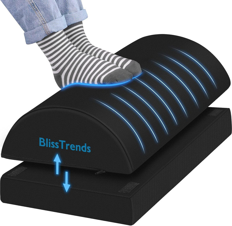 Blisstrends Foot Rest for under Desk at Work-Versatile Foot Stool with Washable Cover-Comfortable Footrest with 2 Adjustable Heights for Car,Home and Office to Relieve Back,Lumbar,Knee Pain-Black