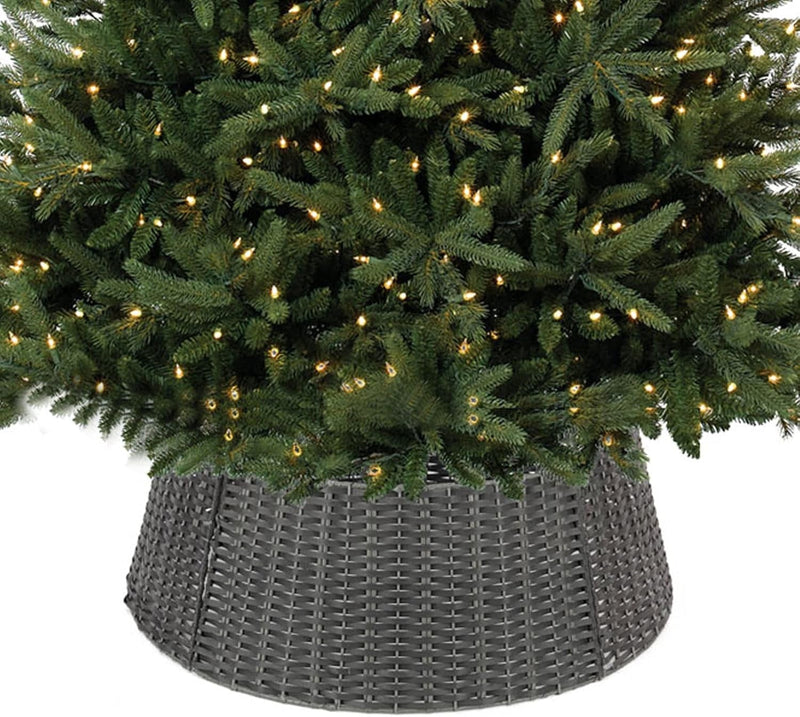 Christmas Tree Collar, 23’’ D Handmade Artificial Rattan Wicker Christmas Stand Tree Collar Basket Base Cover for Holiday Decoration