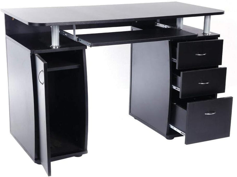 Black Computer Desk PC Laptop Table W/Drawer Home Office Study Workstation 15 Mm. MDF 45.27" L×21.65" W×29.13" H of Set