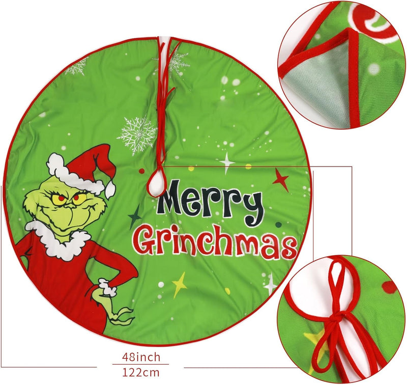 48 Inch Christmas Tree Skirt, Plush Skirt for Merry Christmas Party Xmas Home Decoration，Christmas Tree Soft Tree Mat for Holiday Christmas Tree Ornaments（Green）