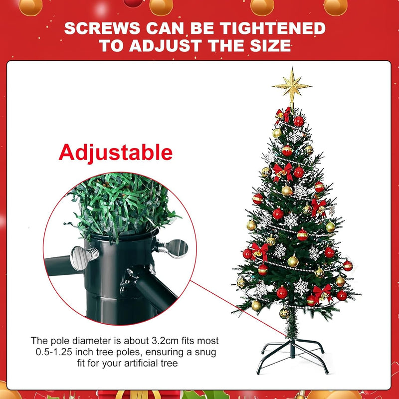 Christmas Tree Stands for Artificial Trees, Folding Metal Xmas Tree Stand, Replacement Fake Christmas Tree Holder Base for 3 Ft to 6 Ft Christmas Trees, Christmas Tree Base Fits Tree Poles up to 1.25”