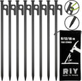 8 Pack Tent Stakes Heavy Duty 12 Inch Steel Tent Pegs for Camping Unbreakable and Inflexible