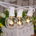 50Ft Outdoor Patio String Lights, G40 Clear String Lights with 53 Globe Bulbs, Waterproof Connectable Hanging String Lights for outside Backyard Wedding Party Decor, E12 Base, Brown Wire