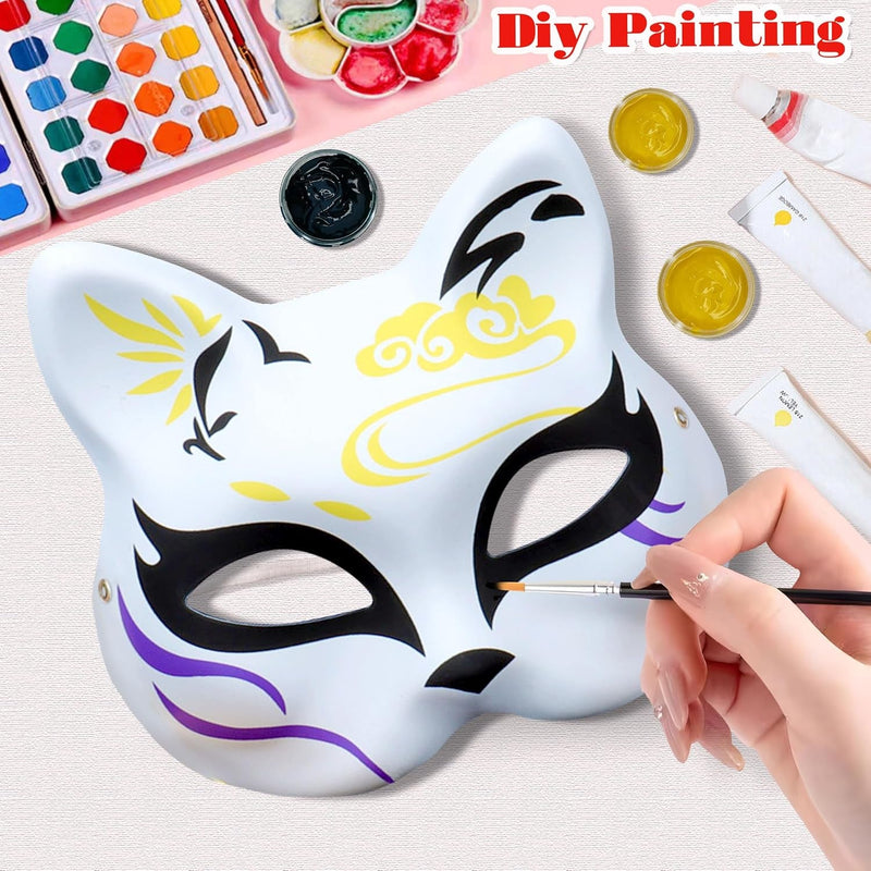 10PCS Cat Mask DIY White Cat Painted Masks Half Blank Animal Cosplay Dress up Mask Masquerade Cat Masks Halloween Mask Costume for Masquerade Prop,Party,Cosplay