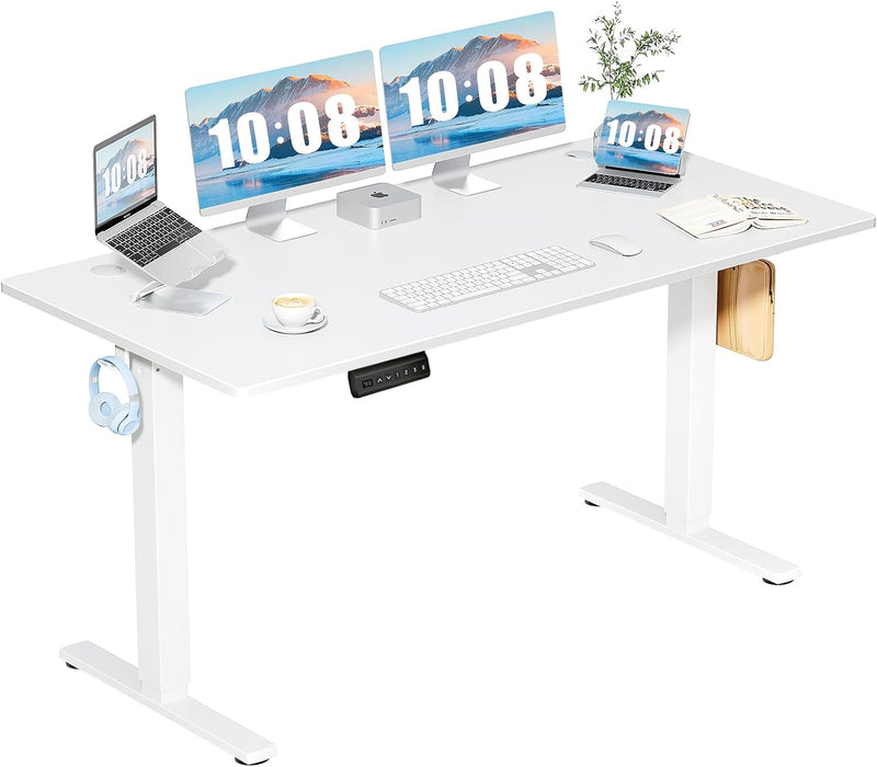 DUMOS Whole-Piece Desktop Board Electric Height, Ergonomic Adjustable Memory Preset, Computer Stand up Desk for Home Office, White