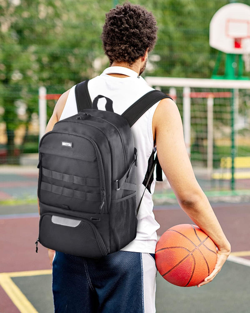 BROTOU Basketball Bag, Soccer Backpack Volleyball Football Backpack Sports Gym Bag with Shoe&Ball Compartment