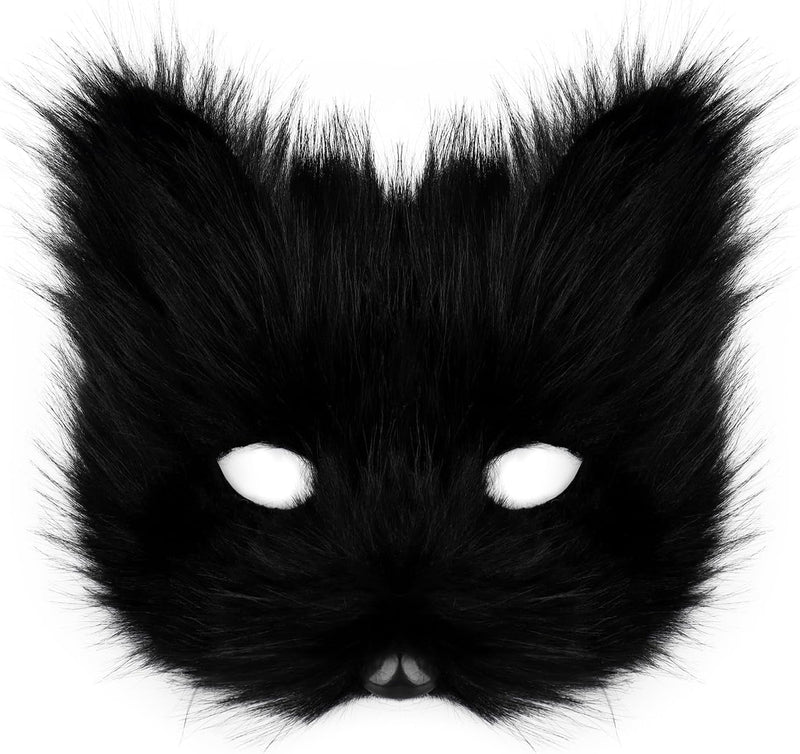 Animal Fox Wolf Mask Halloween Party Cosplay Costumes Props Plush Cat Half Face Masks Carnival Christmas Masquerade