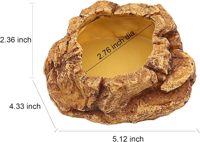 AQUA KT Reptile Food Mealworm Feeding Bowl Corn Snake Water Dish anti Escape for Lizard Bearded Dragon Chameleon Leopard Gecko Terrarium Feeder