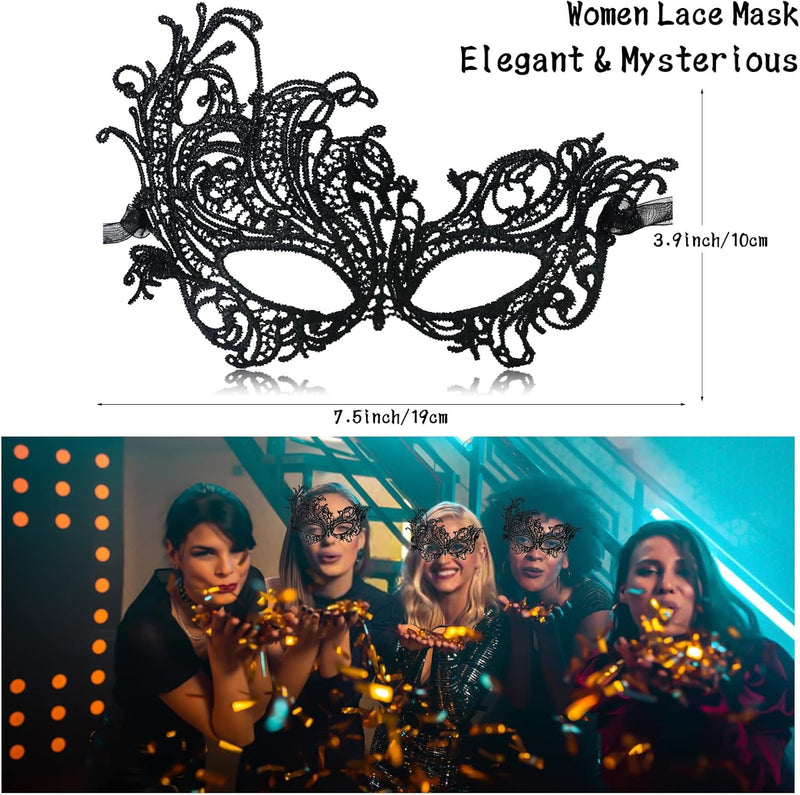 Erythem Masquerade Mask for Women, Venetian Lace Masquerade Mask for Halloween Mardi Gras Costume Party, Fit for Adult