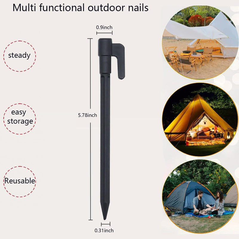 Ankeli 12 5.9” Plastic Tent Stakes, Awning Camping Pegs Accessory for Securing Garden Netting, Camping Tents, Rainproof and Landscape Fabric Lawn Edges(Black)