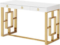Best Master Furniture Brooke Mid-Century Modern Glossy Home Office Desk, Silver