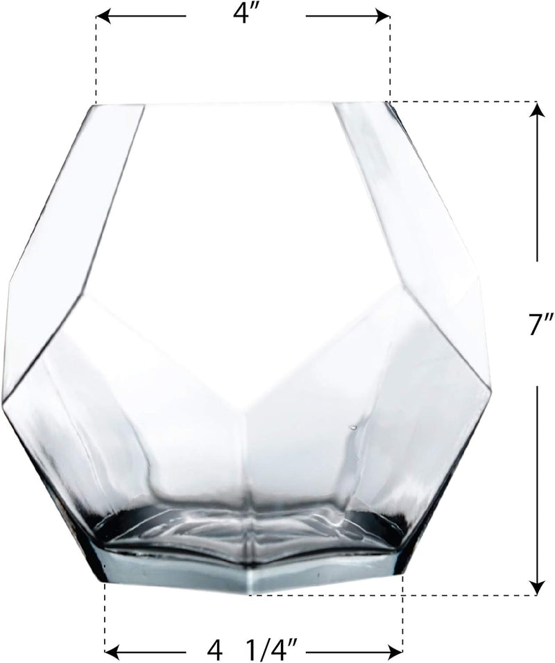 CYS EXCEL 7" Clear Glass Geometric Terrarium Bowl | Prism Honeycomb Plant Vase | Hexagon Design Candle Holder Container