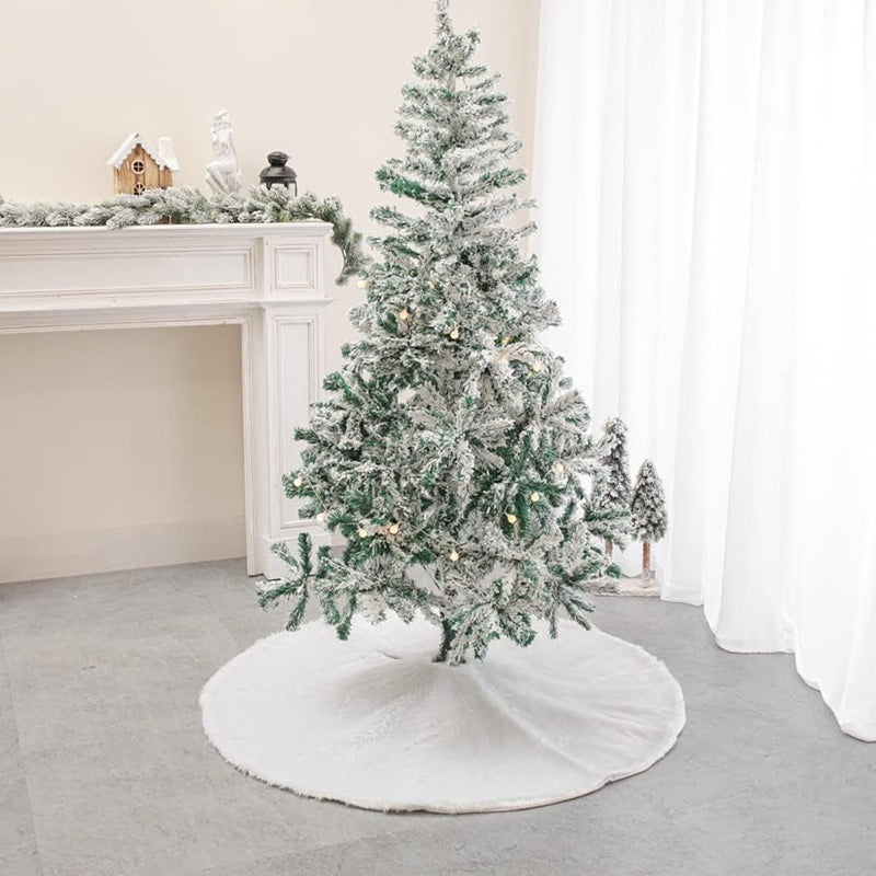 94 Inch Christmas Tree Skirt, Extra Large Snowy White Faux Fur Tree Skirt, Luxury Soft Plush Skirt for Merry Christmas Party Tree Decoration