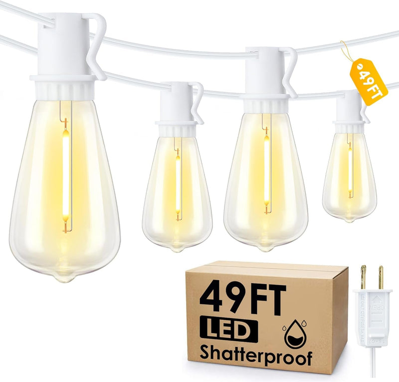 25FT Outdoor String Lights, Patio Lights with 10+1 LED Dimmable Waterproof Shatterproof ST38 Retro Edison 2700K Bulbs for Balcony Yard, Black