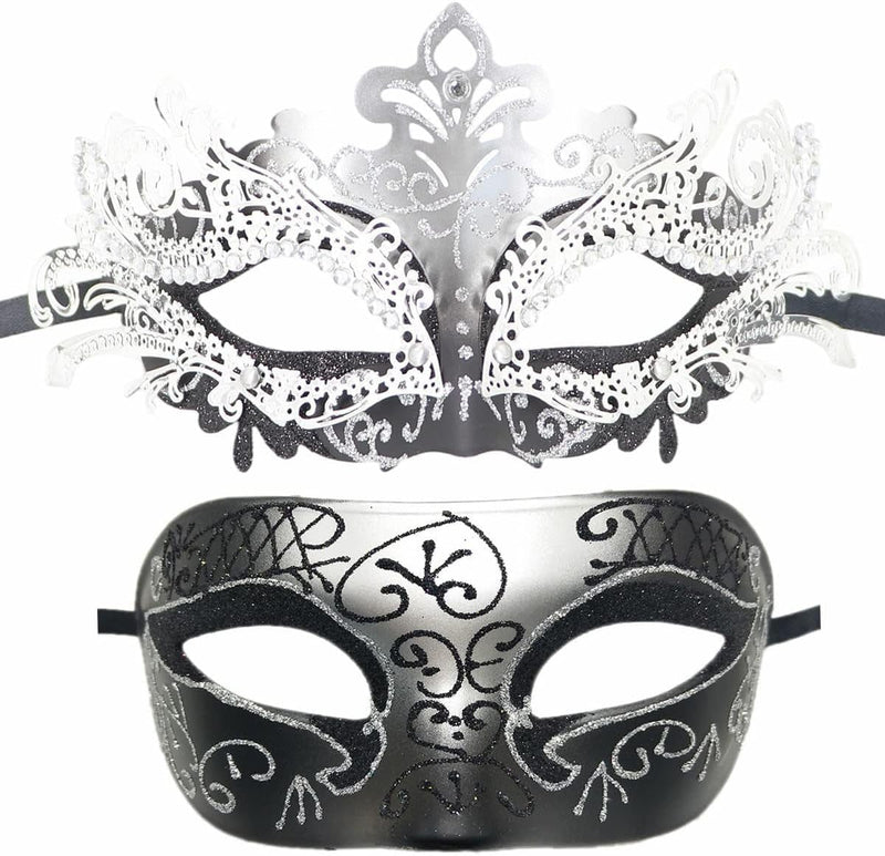 Awlsyj Couples Masquerade Mask Metal Roman Venetian Halloween Mardi Gras Costumes Party Ball Prom Mask