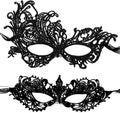 2 Pieces Masquerade Mask for Women Black Lace Mask for Masquerade Ball, Halloween Party