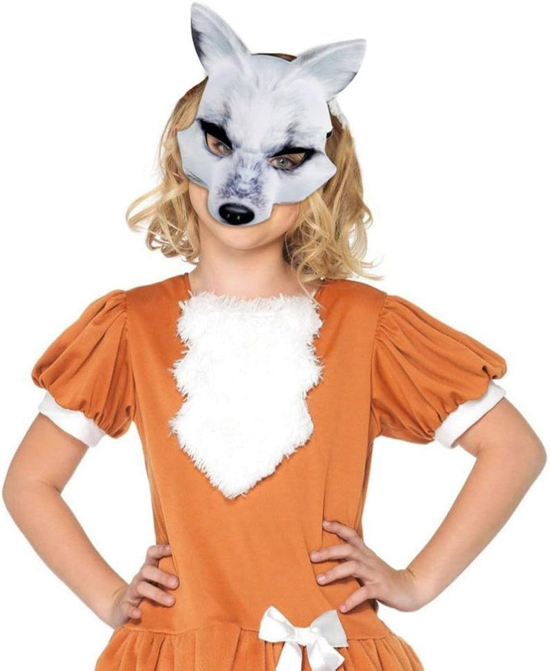 AMOSFUN Halloween Fox Half Mask Cosplay Animal Face Mask Realistic EVA Party Mask for Halloween Cosplay Costume Accessory (White)