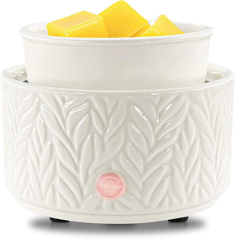 EQUSUPRO Wax Melt Warmer for Scented Wax Melts 3-In-1 Electric Ceramic Candle Wax Warmer Burner Fragrance Wax Melter for Home Office Bedroom Gift & Decor (Leaf)