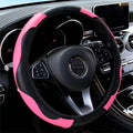 Car Steering Wheel Cover, Universal Microfiber Leather Elastic Carbon Fiber 15 Inch Breathable Anti-Slip Steering Wheel Protector for Men Women,Pink