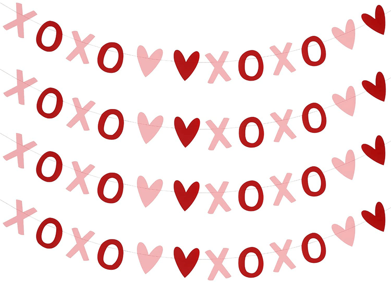 4Pcs XOXO Heart Garland Red and Pink, Valentines Day Decorations,Valentine Decor,Heart Hanging Garland, Valentines Day Garland,Heart Decorations,Valentines Decor for Office Home Mantle Fireplace Home & Garden > Decor > Seasonal & Holiday Decorations LeeSky   