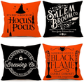 4TH Emotion Halloween Decor Pillow Covers 18x18 Set of 4 Halloween Decorations Hocus Pocus Farmhouse Saying Outdoor Fall Pillows Decorative Throw Cushion Case for Home Couch TH023-18 Arts & Entertainment > Party & Celebration > Party Supplies 4TH Emotion Orange Black 16 X 16 inches 