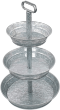 4W 3 Tiered Serving Stand, Galvanized Tiered Tray with Handles Rustic Style Metal Tiered Serving Tray for Parties Outdoor Activities for Dessert, Fruit, Cupcake, Farmhouse Décor and Display Stand Home & Garden > Decor > Decorative Trays 4W Silver-3 Tiered-new  