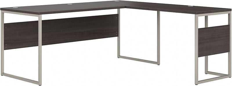 Bush Business Furniture Hybrid L Shaped Table Desk with Metal Legs, 72W X 30D, Black Walnut