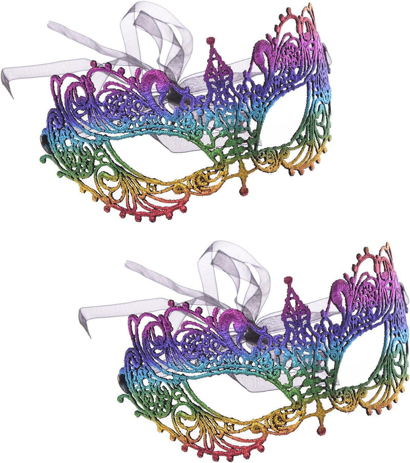 2 Pieces Women'S Masquerade Mask Lace Eye Mask for Ball Proms,Halloween Carnival and Venetian Masquerade Party