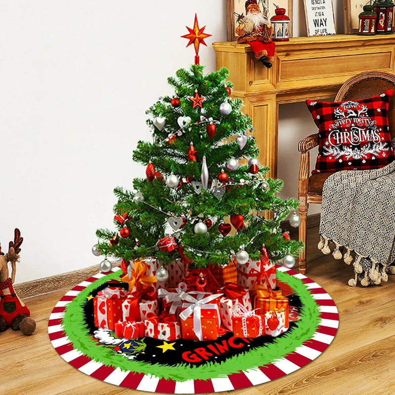 Christmas Tree Skirt 48 Inch, Soft and Funny Merry Christmas Tree Collar Farmhouse Xmas Holiday Decoration (Style 2)