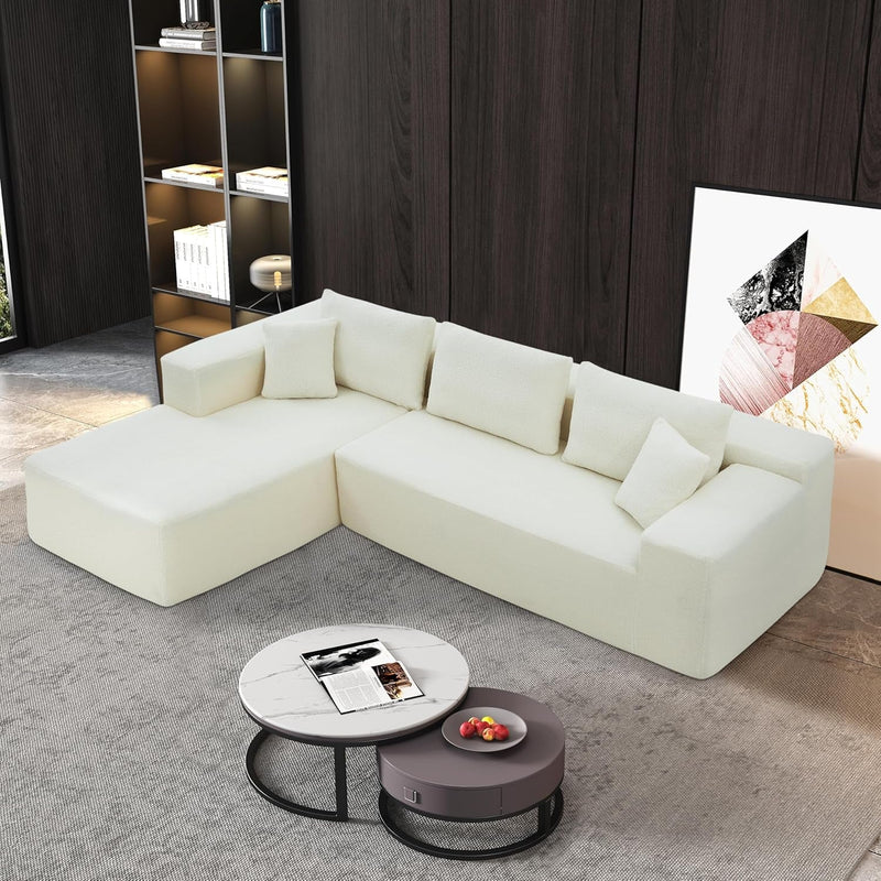 104.33'' Modular Sectional Sofa Couch for Living Room, L-Shape Modern Minimalist Style Upholstered Couch with Chaise Lounge, Green Sofa Couch without Installation