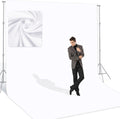 BEIYANG White 10 X 20 Ft Large Screen Backdrop for Photography, Pure White Non-Reflective Fabric Wrinkle Free Photo Background for Zoom Meeting, Game Live Steaming and Photo Studio Shooting Props