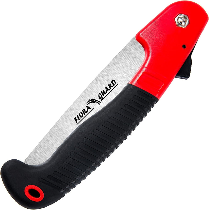 FLORA GUARD Folding Hand Saw, Camping/Pruning Saw with Rugged 7.7 Inch Blades Professional Folding Saw Razor Tooth Sharp Blade Solid Grip(Red)