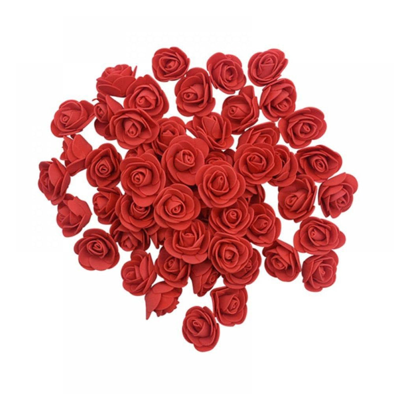 50PCS Foam Rose Artificial Flowers Party Decor for Wedding Table, Teddy Bear DIY Craft, Valentines Day Gift Home & Garden > Decor > Seasonal & Holiday Decorations Litterychu Red  