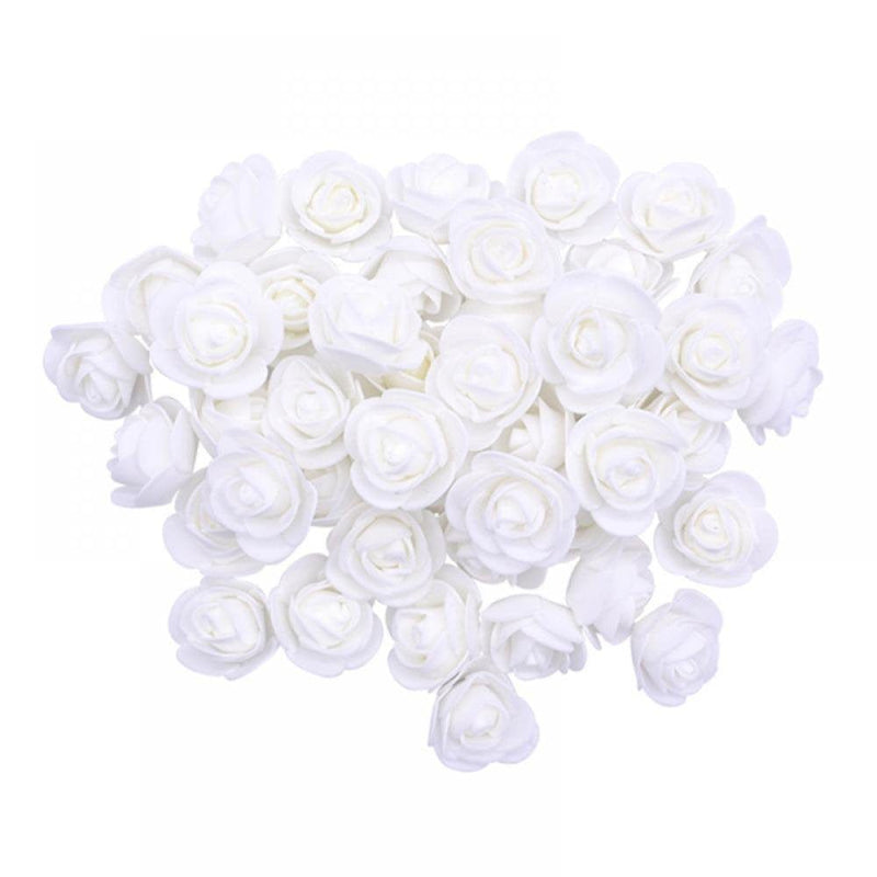 50PCS Foam Rose Artificial Flowers Party Decor for Wedding Table, Teddy Bear DIY Craft, Valentines Day Gift Home & Garden > Decor > Seasonal & Holiday Decorations Litterychu White  
