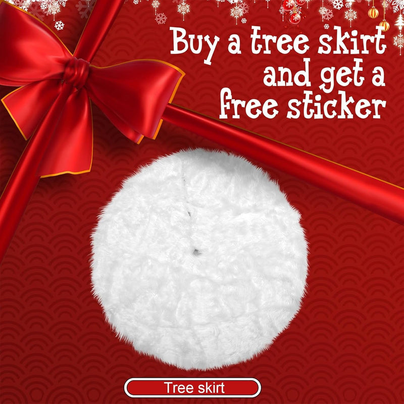 Christmas Tree Skirt,Lefree 48 Inches White Christmas Tree Skirt with Non-Slip,Faux Fur White Tree Skirt for Christmas Tree Decoration and Christmas Party