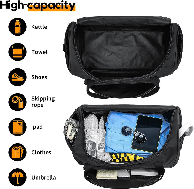 55L Sports Duffle Bags Large Gym Duffel Bag Workout Bag for Men - Black