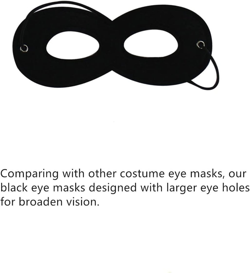 Black Superhero Felt Eye Masks, 6PCS Adjustable Elastic Rope Half Masks, Superhero Mask, Black Eye Mask for Party Cosplay Accessory (Black)