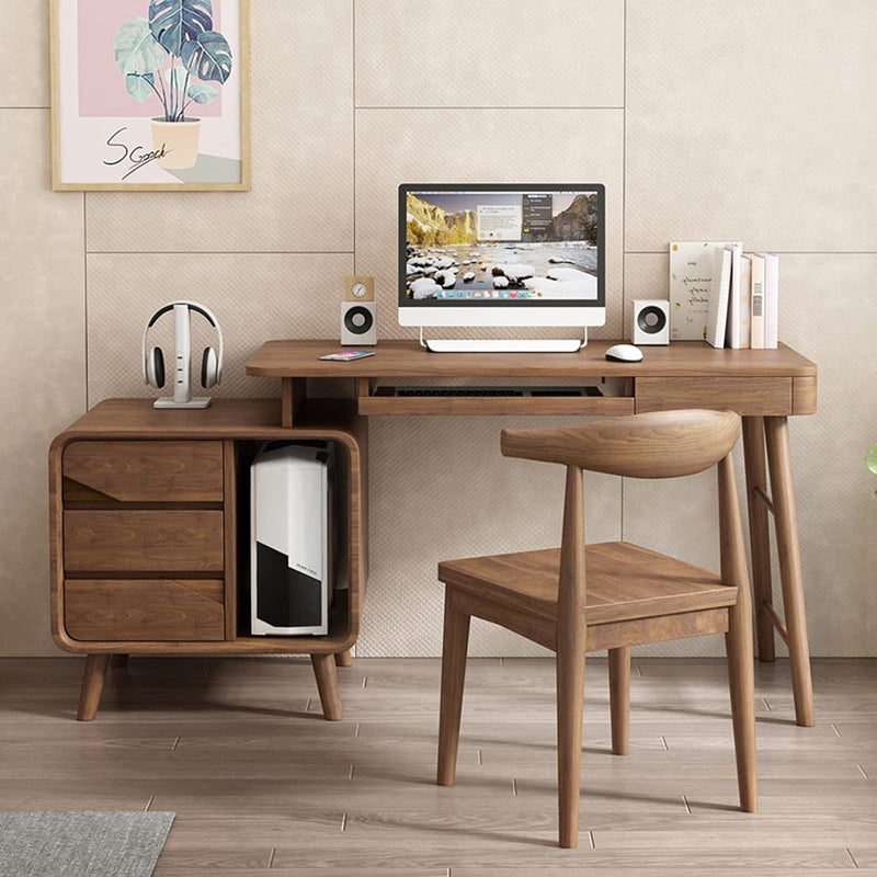 Computer Desk Stable Wooden Desktop PC Desk with Lockers, Drawers and Keyboard Tray Modern Home Working Study Table Scalable Study Room Workstation Home Office Desks