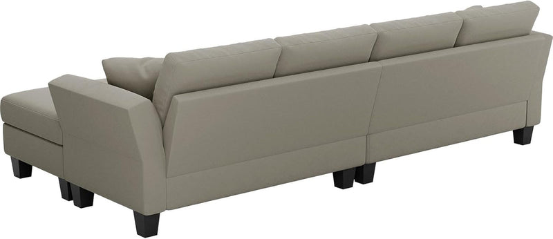 Belffin Convertible Sectional Couch Velvet L Shaped Sofa 4 Seat Sofa with Chaise L-Shaped Couches Reversible Sectional Sofa Grey