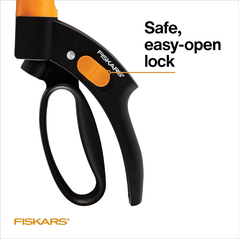 Fiskars Shear Ease Grass Shears - 5" Stainless Steel Blades - 360-Degree Swivel Blade Plant Cutting Scissors - Garden Shears and Grass Cutter, Black