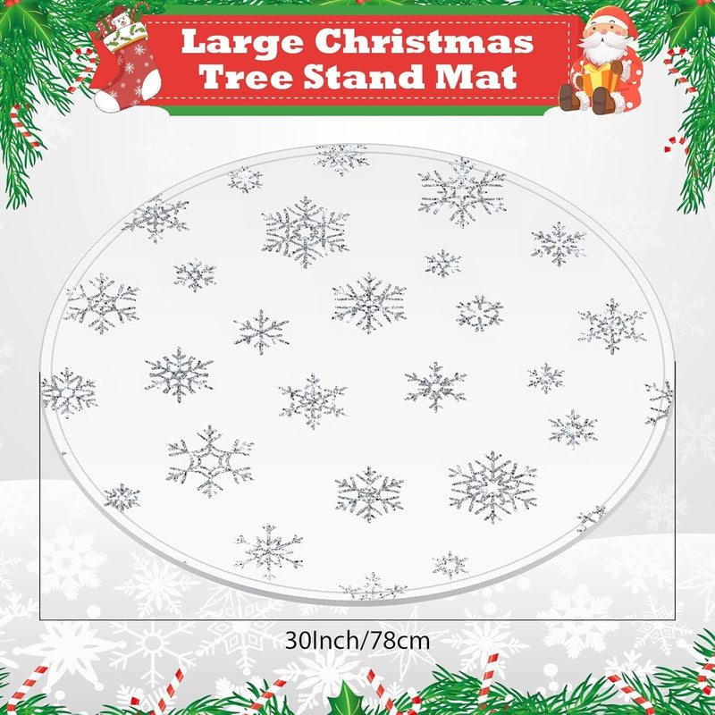 Christmas Tree Stand Mat Snowflake Bling 30 Inch Silicone Christmas Tree Floor Protection Mat Heavy Duty Waterproof Tree Stand Pad from Spills Scratches, Home Christmas Party Decor(Sliver)