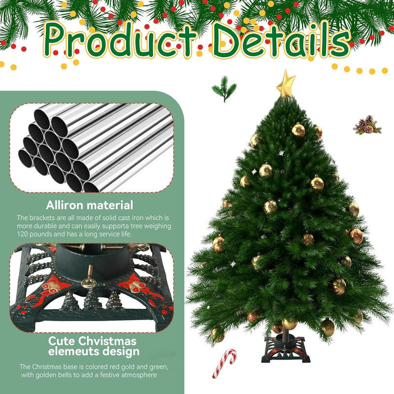 Christmas Tree Stand for Real Trees,Heavy Duty Xmas Tree Holder Base Cast Iron Fits up to 8FT Artificial Trees for Christmas Tree Decoration